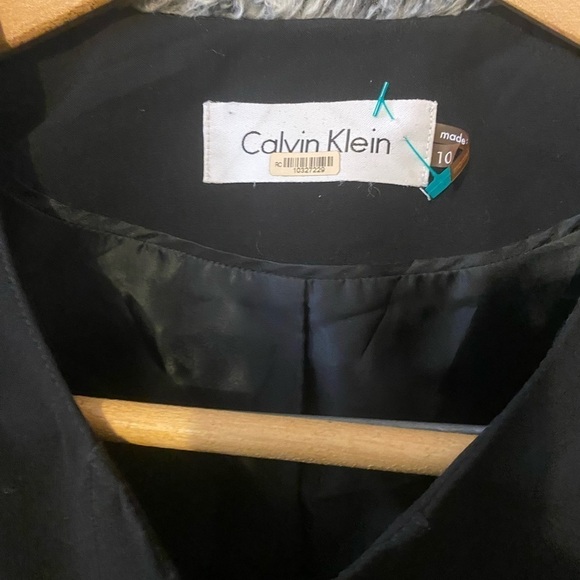 CALVIN KLEIN Blazer Front Zip Up Jacket Size 10 Collarless Black/DarkBlue - Picture 2 of 7